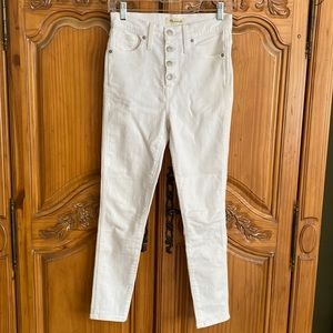 Madewell white bottom up fly skinny jeans